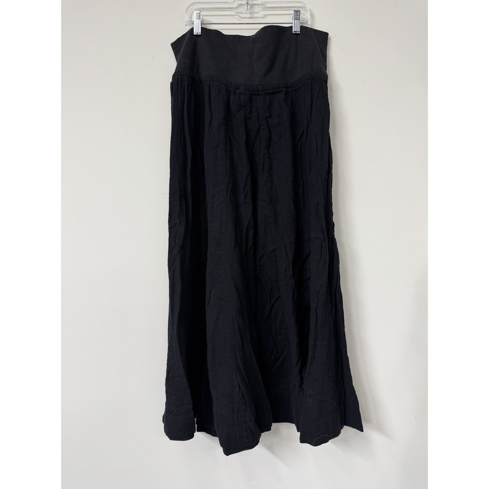 Cupcake International Women's M Black Cotton Palazzo Pants Extra Wide Lagenlook